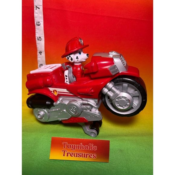 Paw Patrol Moto Pups Marshall’s Deluxe Pull Back Wheelie Motorcycle Vehicle - Picture 1 of 3